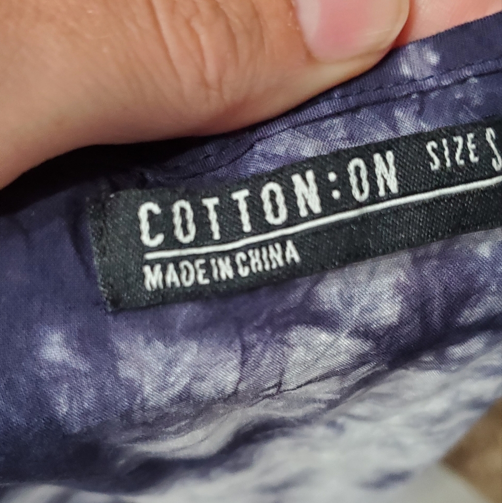 COTTON ON BLUE/PURPLE TIE DYE HIGH NECK FLOWY TANK TOP - Picture 2 of 9